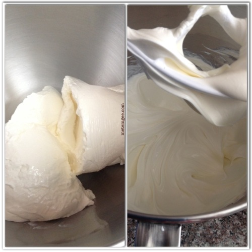 Add 1 1/2 lbs cream cheese to a stand mixer. Beat with a paddle attachment until cream cheese is light and fluffy.