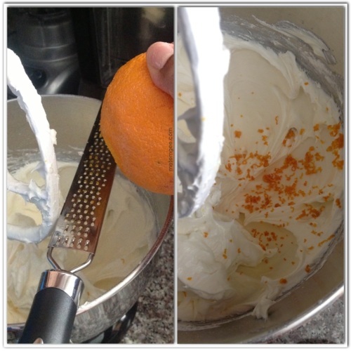 Add about 1 tbsp of orange zest and continue to mix on a low speed. 