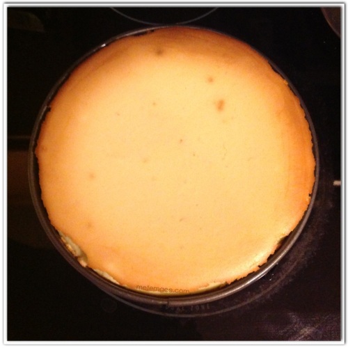 Remove from oven and let cool until cheesecake sets. This can take up to 6 hours. Disclaimer: My husband likes his cheesecake dense so I like it bake until its a bit brown and the center is firm. 